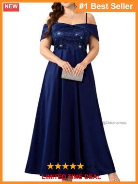 Plus Size Formal Sequin Satin Off Shoulder Gown Evening Dress